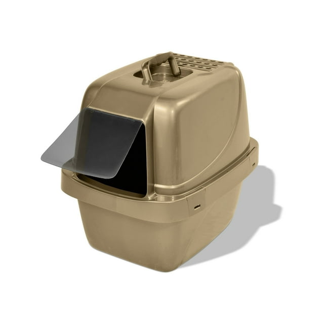 Sartén Grande para Gatos con Control de olores con Puerta de Olor, con Capucha, Color Beige
