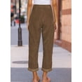 thumbnail image 4 of Weardear Womens Elastic Waist Pants Corduroy Straight Leg Casual Pants Trousers with Pockets, 4 of 8