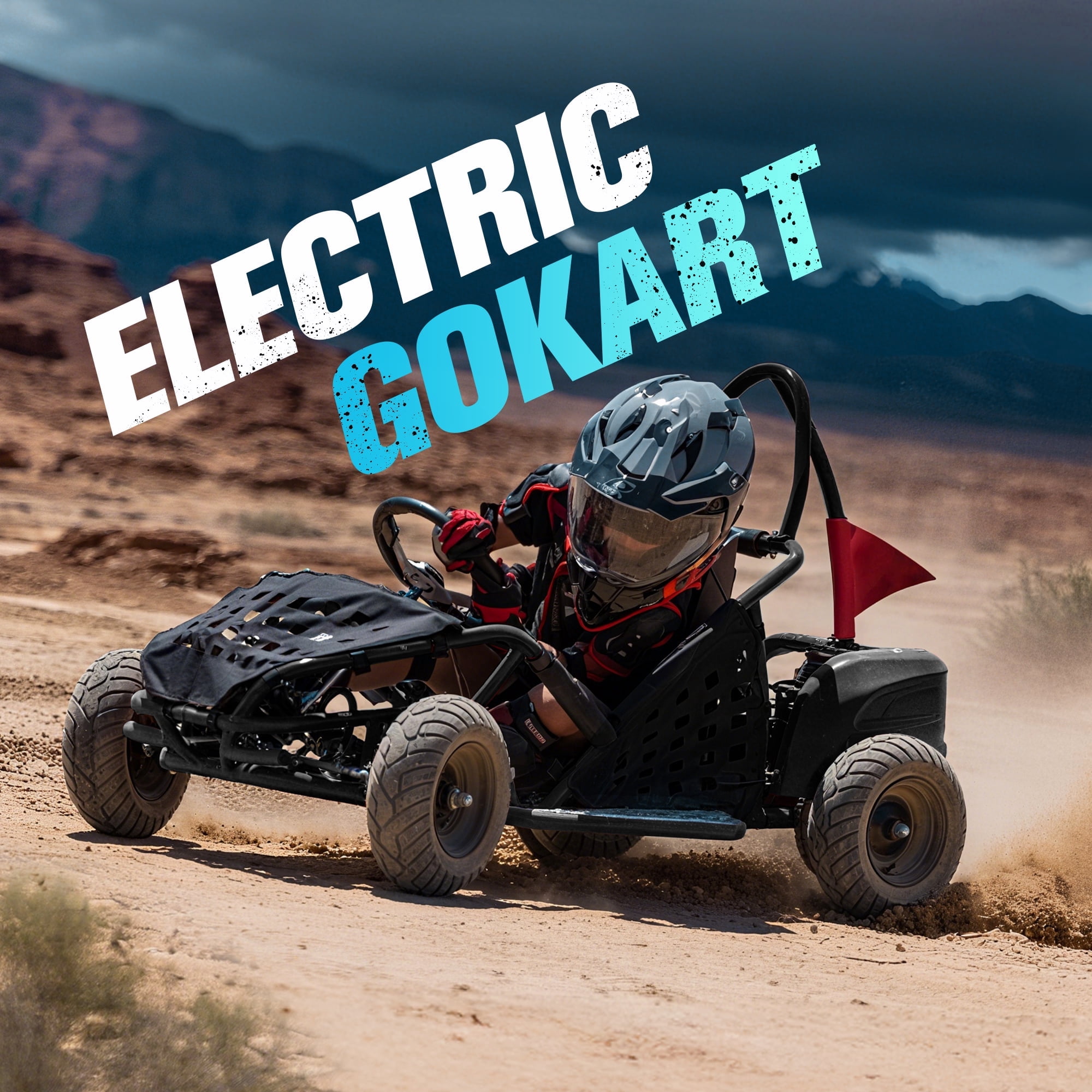 Gobowen 48V Electric Motorized Go Kart, Kids Battery Powered Off