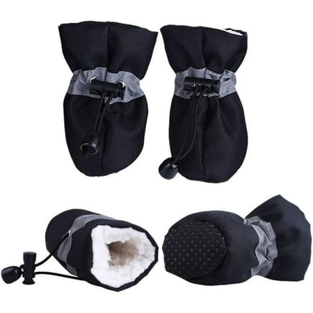 4Pcs Winter Warm Dog Shoes Anti-Slip Pet Shoes for Dogs Puppy Waterproof Thick Snow Dog Boots