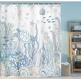 thumbnail image 2 of Nautical Beach Shower Curtain for Kids, Ocean Coastal Seashell Shower Curtain Set for Bathroom, Aqua Fun Sea Turtle Fabric Shower Curtain Restroom Bathtub Decor Accessories with Hooks 72X 84 inch, 2 of 5