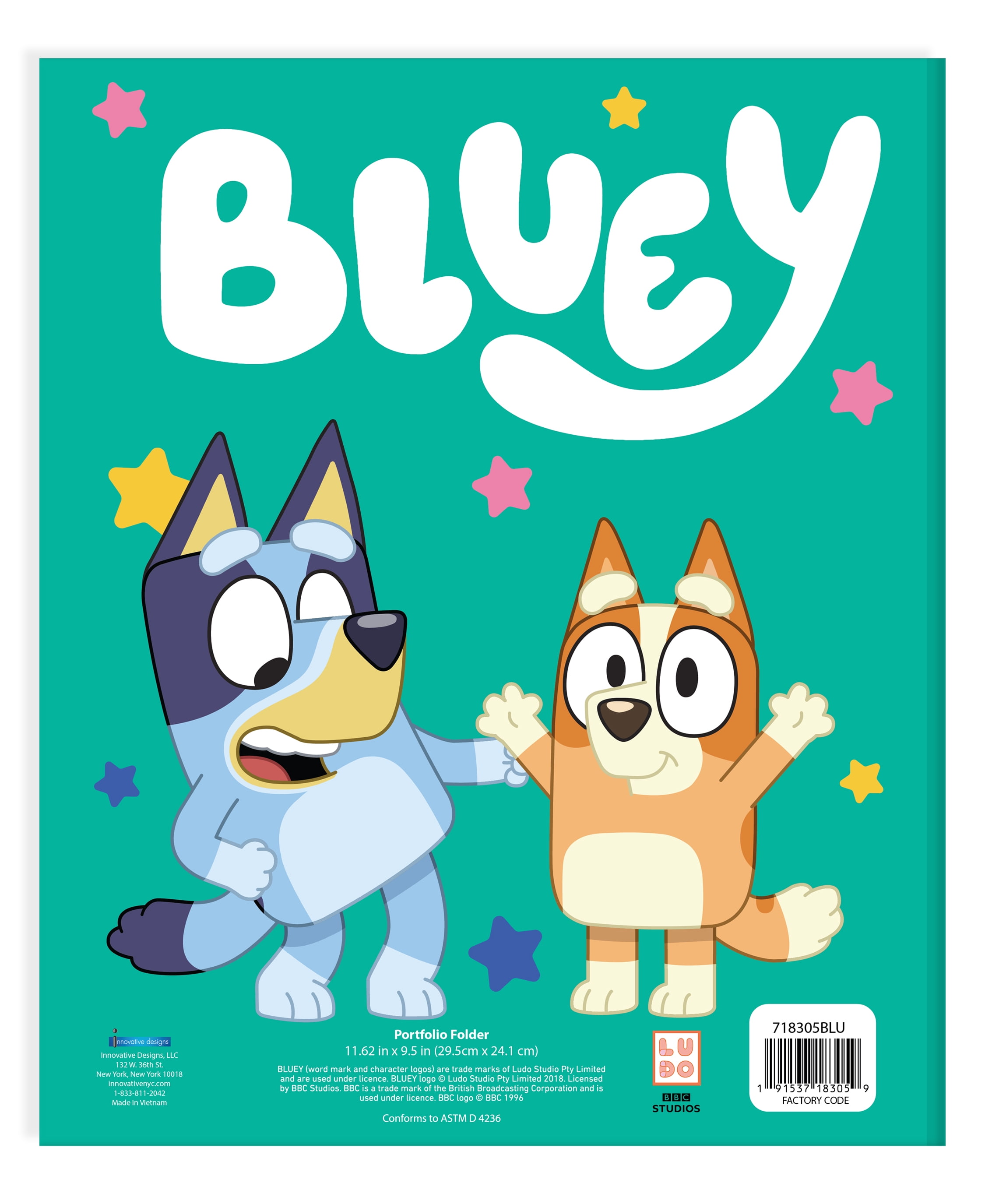 Bluey 2-Pocket Paper Folder with 3 Prongs, 9.25