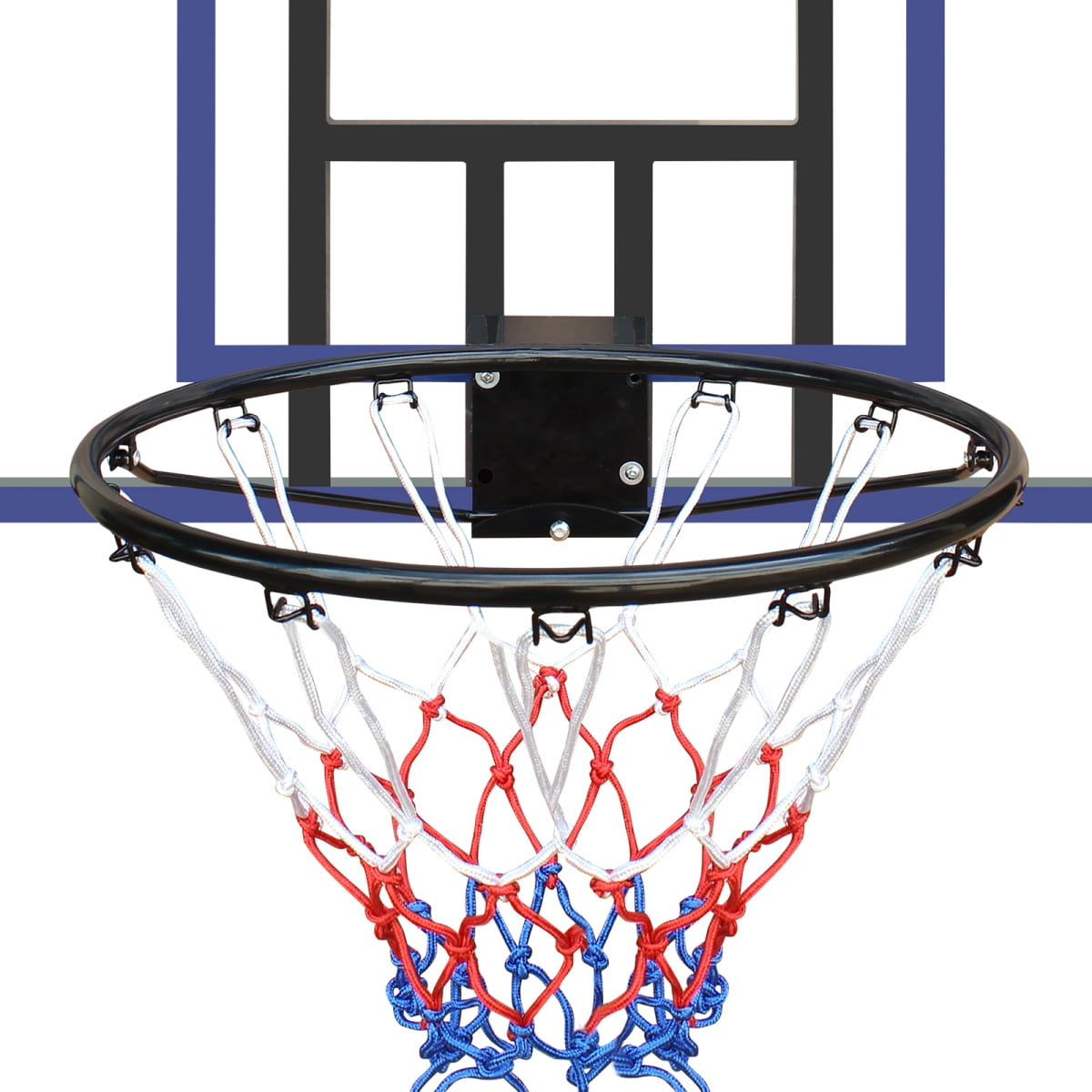 Wall-mounted basketball hoop, 45 x 29 inches shatterproof back, folding hoop, durable hp, 45 x 29 inches shatterproof back, folding hoop, durable hoop and all-weather mesh for indoor and outdoor use