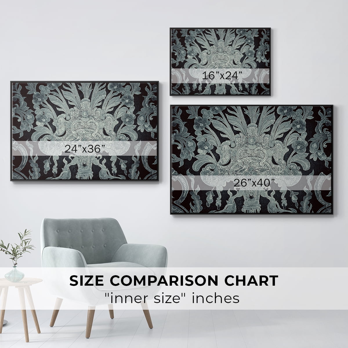 Vintage Abstract Print-XXVI Framed in Black Wood Gallery Wrapped Canvas 17 in. x 25 in.