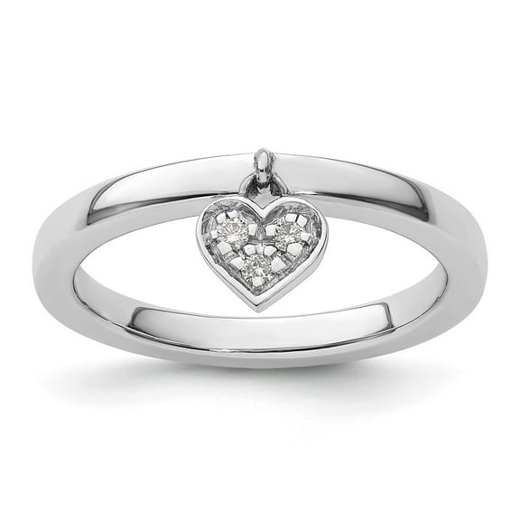 Auriga Fine Jewelry 925 Sterling Silver Diamond Dangle Heart Ring Size 10for Women