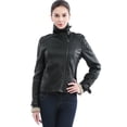 thumbnail image 2 of Jessie G. Women's "Jessica" Slim Fit Faux Leather Aviator Jacket, 2 of 5