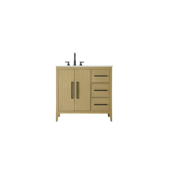 Elegant Kitchen and Bath 36 Inch Single Bathroom Vanity In  Honey Brown