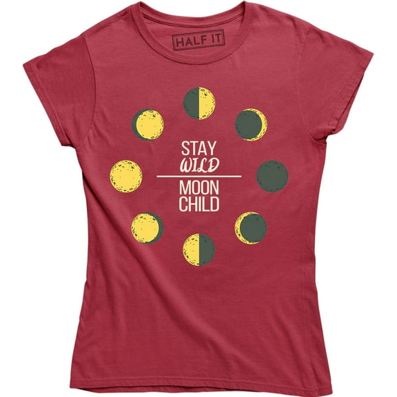 Stay Wild Moon Child Women's Lunar Quote Solar System T-Shirt