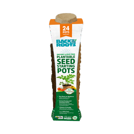 Back to the Roots Organic and Peat-Free Plantable Seed Starting Pots, 24 Count