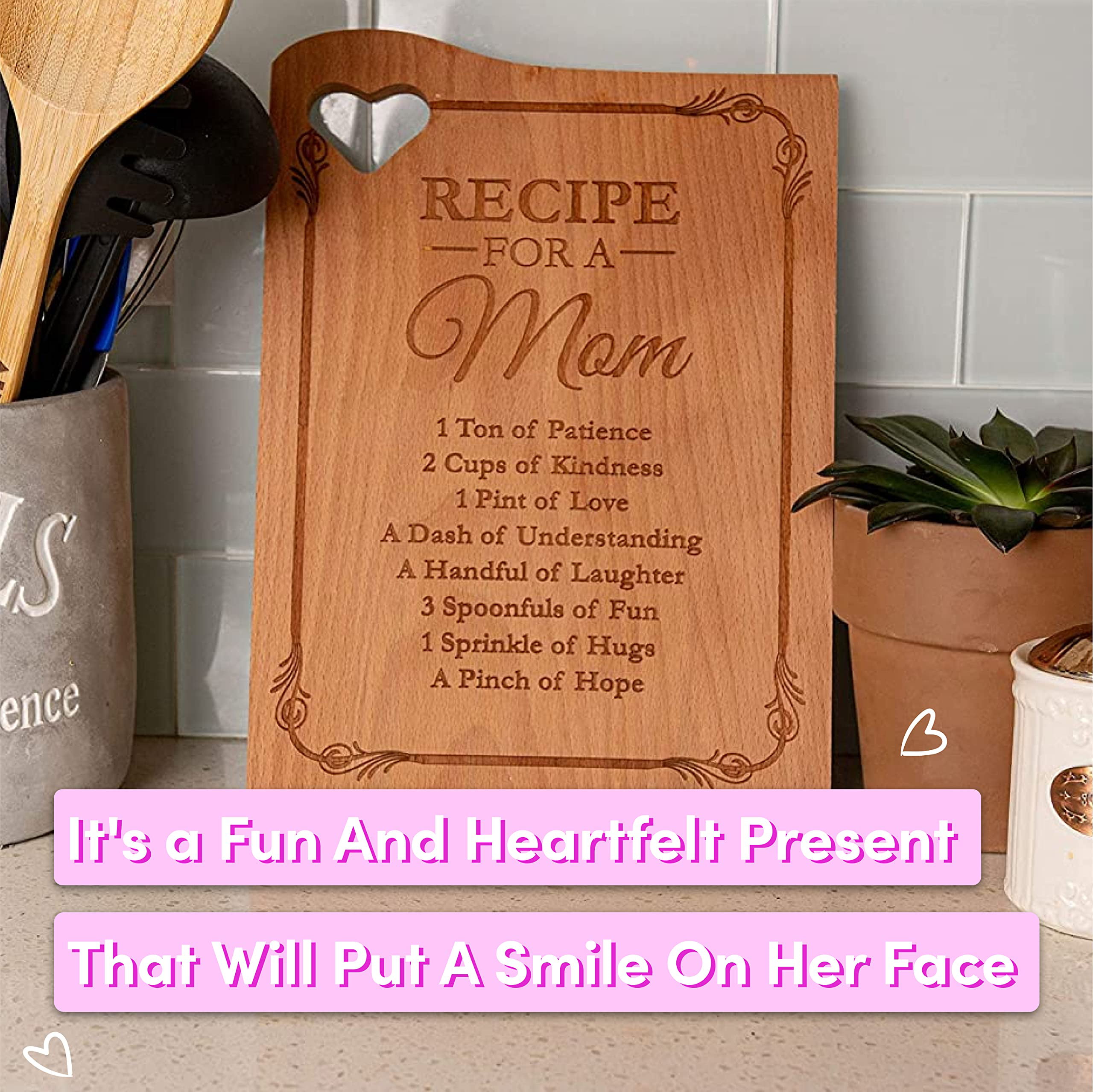 KITCHENVOY Mom Cutting Board Special Love Heart Poem Laser Engraved Bamboo  Board as Gift for Mom on Mother's Day, Holiday - Birthday Presents for