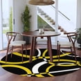 thumbnail image 4 of Round Area Rugs Collection 8 Ft, Yellow Geometric Non-Slip Residential Carpet, Modern Abstract Simple Lines Black Indoor Crawling Mats Runner Rugs for Living Room/Dining Room/Bedroom, 4 of 8