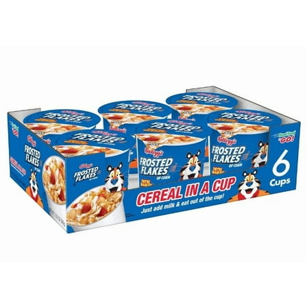 Kellogg’s Frosted Flakes Cereal Cups, 6 Count, 2.1 oz Each