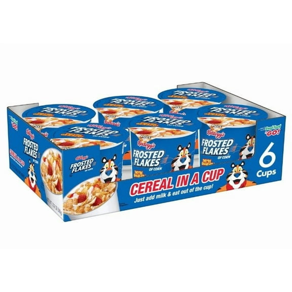 Kellogg’s Frosted Flakes Cereal Cups, 6 Count, 2.1 oz Each