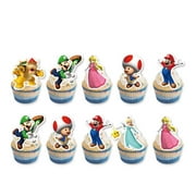24 PCS Mario Birthday Party Supplies, Cake Decorations for Birthday Party Decorations Theme Birthday Party Supplies