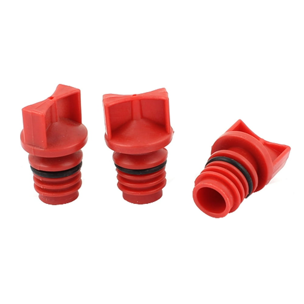 Plastic Shell 18mm Male Thread Dia Air Compressor Oil Plugs Red 3PCS
