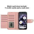 thumbnail image 3 of Elegant PU Leather Wallet Case for Google Pixel 8 with Wrist Strap, Women Girls Shockproof Kickstand Magnetic Closure Card Slots Rugged Phone Case Cover for Google Pixel 8, Coralpink, 3 of 7