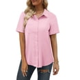 thumbnail image 3 of ONLYSHE Short Sleeve Button Down Shirt Women Summer Breathable Blouses Collared Casual Shirts Summer Beach Tops, 3 of 5