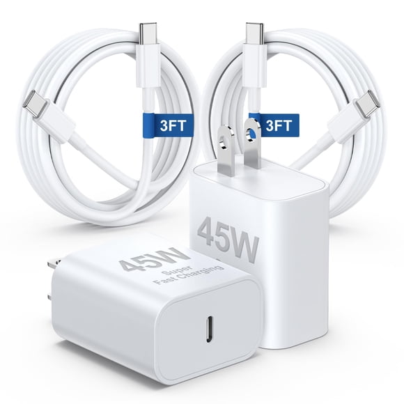 Cargador rápido Essri PD 3.0 de 45 W, paquete de 2 cables USB-C de 0,9 m