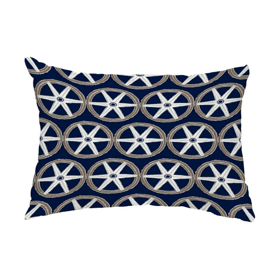 Simply Daisy, 14" x 20" Nautical Geo Lines Navy Nautical Decorative Outdoor Pillow