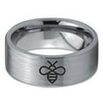 thumbnail image 2 of Tungsten Bee Flying Insect Bug Wasps Beeswax Band Ring 8mm Men Women Comfort Fit Gray Flat Cut Brushed Polished, 2 of 4