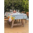 thumbnail image 2 of Outdoor Tablecloth with Umbrella Hole and Zipper, Easter Rectangle Table Cloth 60x84 Inch Waterproof Tablecloth, Spring Watercolor Bunny Eggs Flower Wood Grain Blue Picnic Table Cover for Patio, 2 of 7