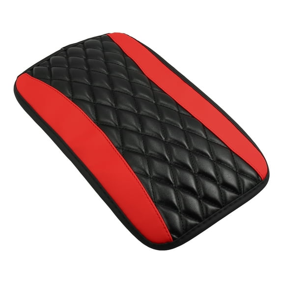 Unique Bargains 12.60"x7.48" Universal Vehicle Armrest Cushion Pad Seat Box Cover Protector PU Leather Red Black