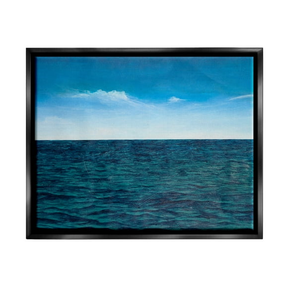 Deep Ocean Blue Water Waves Coastal Graphic Art Jet Black Framed Art Print Wall Art