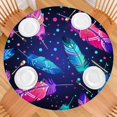 thumbnail image 2 of Floral Bohemian Style Round Tablecloth 44 Inch Elastic Edge for 38-42 Tables Easy Wipe Clean Surface Home and Events, 2 of 7