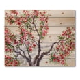 thumbnail image 3 of Designart 'Red Flowers On The Spring Blossoming Tree II' Traditional Print on Natural Pine Wood, 3 of 5