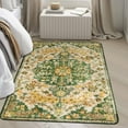 thumbnail image 4 of Wonnitar 4'x6' Bohemian Floral Medallion Area Rug,Oriental Distressed Bedroom Rug Country Vintage Faux Wool Indoor Throw Mat Non-Slip Washable Low-Pile Carpet for Bathroom Living Kitchen Laundry Room, 4 of 7