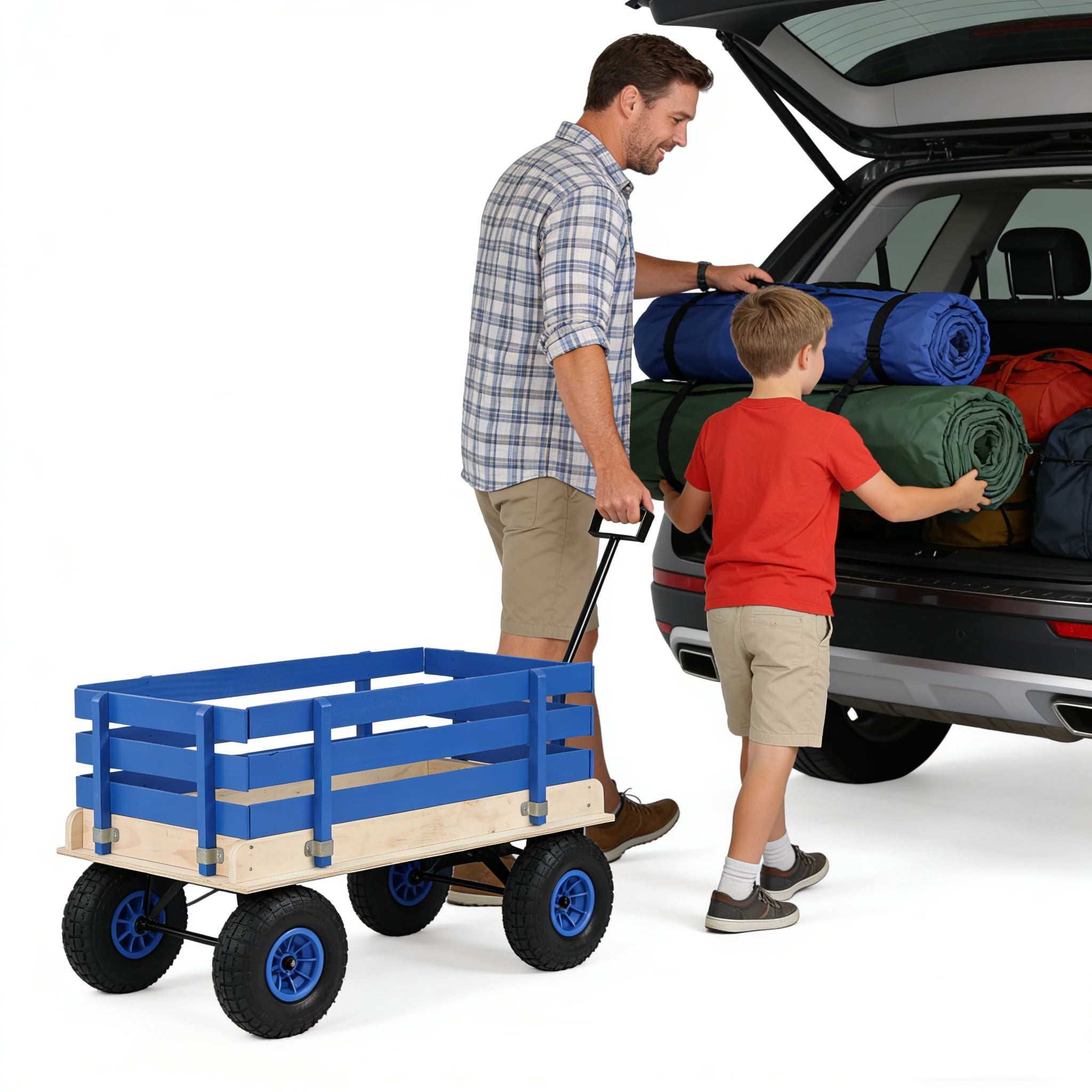 Wooden Household Trolley for Children Toy Transportation/Garden Tool Cart/Outdoor Portable Trolley