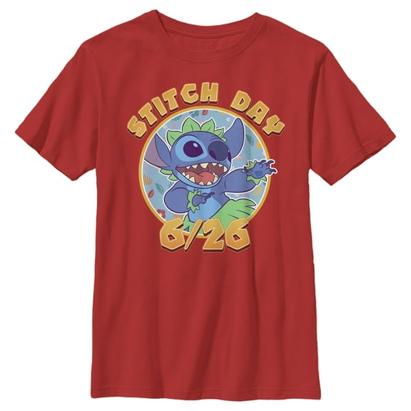 Boy's Lilo & Stitch 626 Anniversary Day  Graphic Tee Red Small