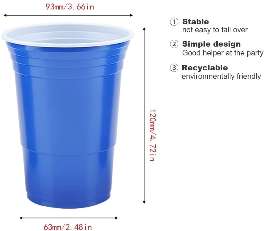 25Pcs Beer Pong Cups Set 4 Colors Drinking Game Kit,Thicken Environmentally Friendly Plastic Blue 