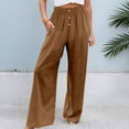 thumbnail image 2 of EDFBUYKRS Female Women Pants Casual Business Pants for Women Petite Women's Button Elastic Waist Wide Leg Casual Straight Leg Pants Xxxxl, 2 of 5
