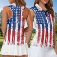 thumbnail image 4 of Aplkyhs Matching Golf Shirts for Couple American Flag Firework Quarter Zip Golf Tennis Tank Top Moisture Wicking Breathable Fabric Racerback Design Suitable for Tennis Enthusiasts, 4 of 6