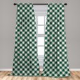 thumbnail image 4 of Ambesonne Buffalo Plaid Curtains, Diagonal Square Line, Pair of 28"x95", Hunter Green and White, 4 of 4