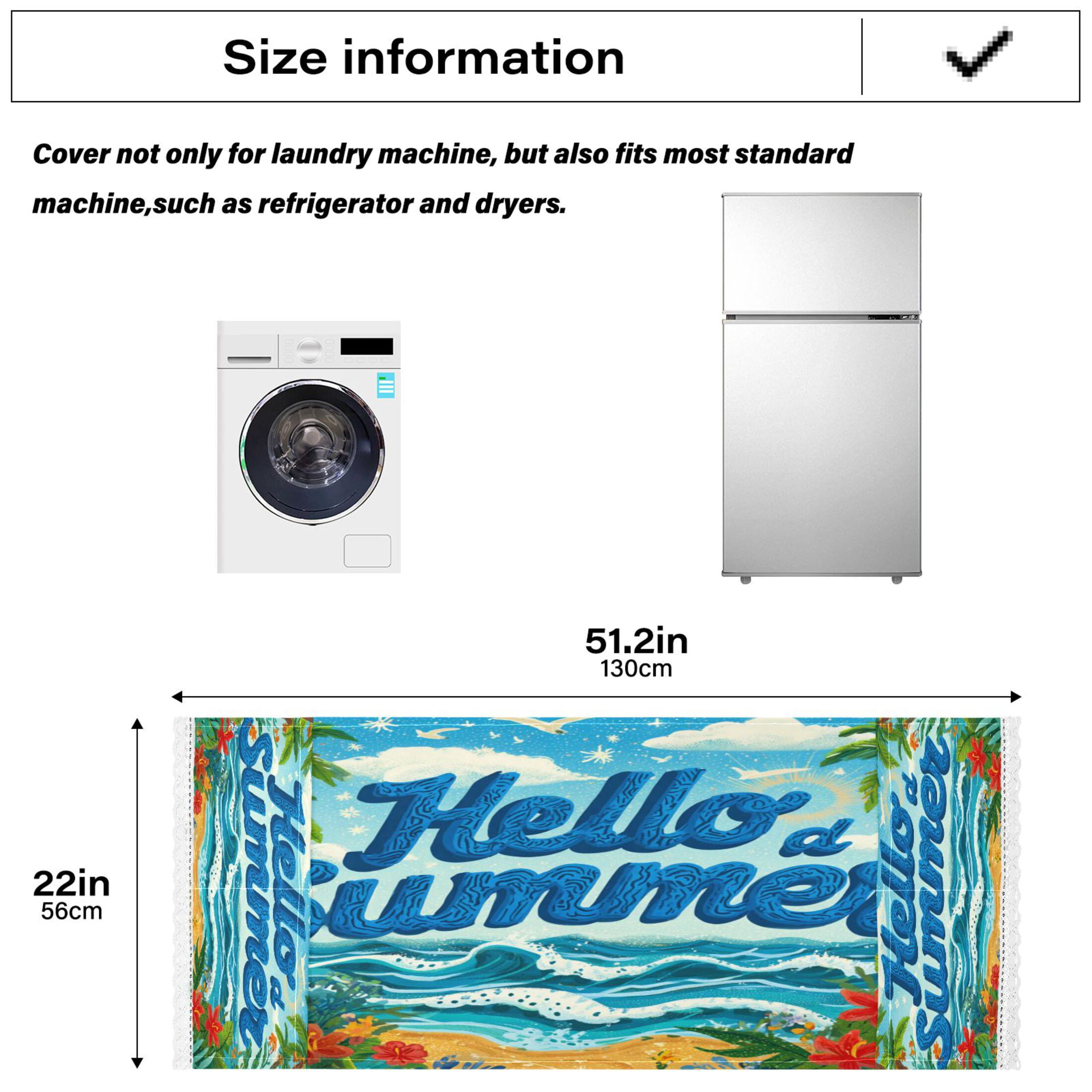 Wobogo Tropical Summer Waves Washing Machine Cover Dustproof Washer Dryer Cover Waterproof Laundry Room Decorative Protector