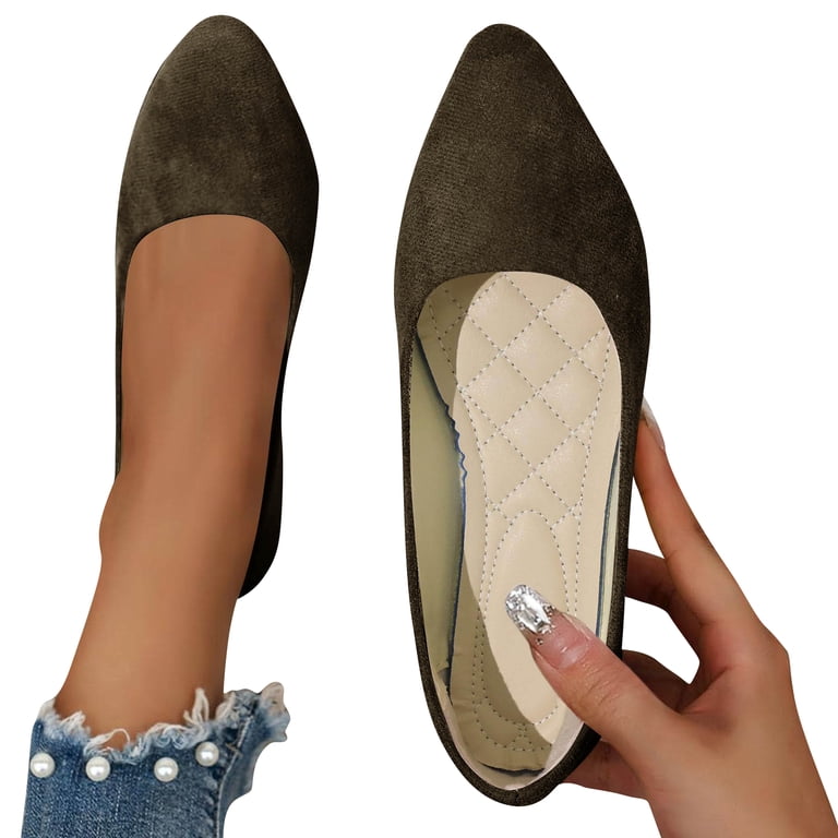shoes for army green dress Domzle Women's Pointed Toe Slip-On Dressy Flat Comfortable Business Casual Shoes Office Work Green, Size: 9.5, Black vendors_name:Vince Camuto