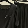 thumbnail image 5 of mihongmao Summer Womens Sweatsuits 2 Piece Set Summer Outfits Women Fashion Round-Neck Casual Solid Short Sleeve Outing Long Pants Sets Black M, 5 of 5