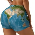 thumbnail image 2 of Kdxio Earth View World Map Print Workout Shorts for Women Seamless Soft Smooth Gym Yoga Scrunch Active Shorts, 2 of 9