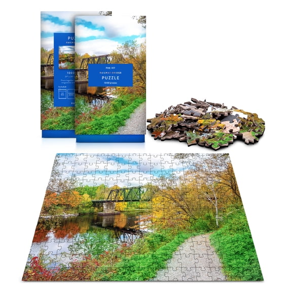Railway Bridge Pink Sky Puzzle 1000 Piece Cylinder Tube Gift Jigsaw Puzzle