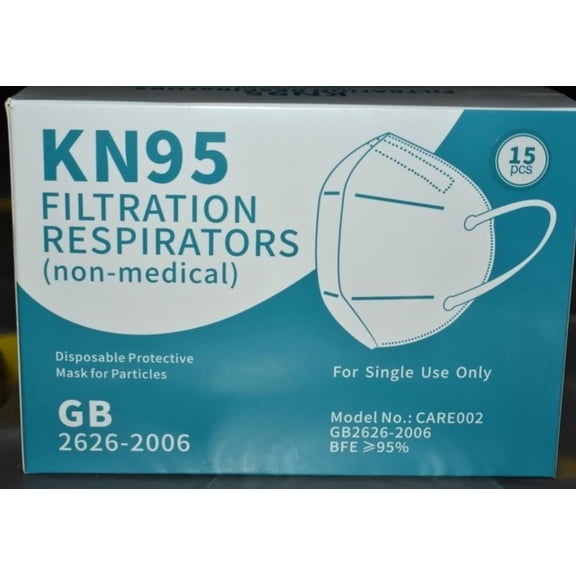 KN95 Face Mask Dust Safety Masks Filter Efficiency≥95% Breathable Elastic Ear Loops PACK of 15