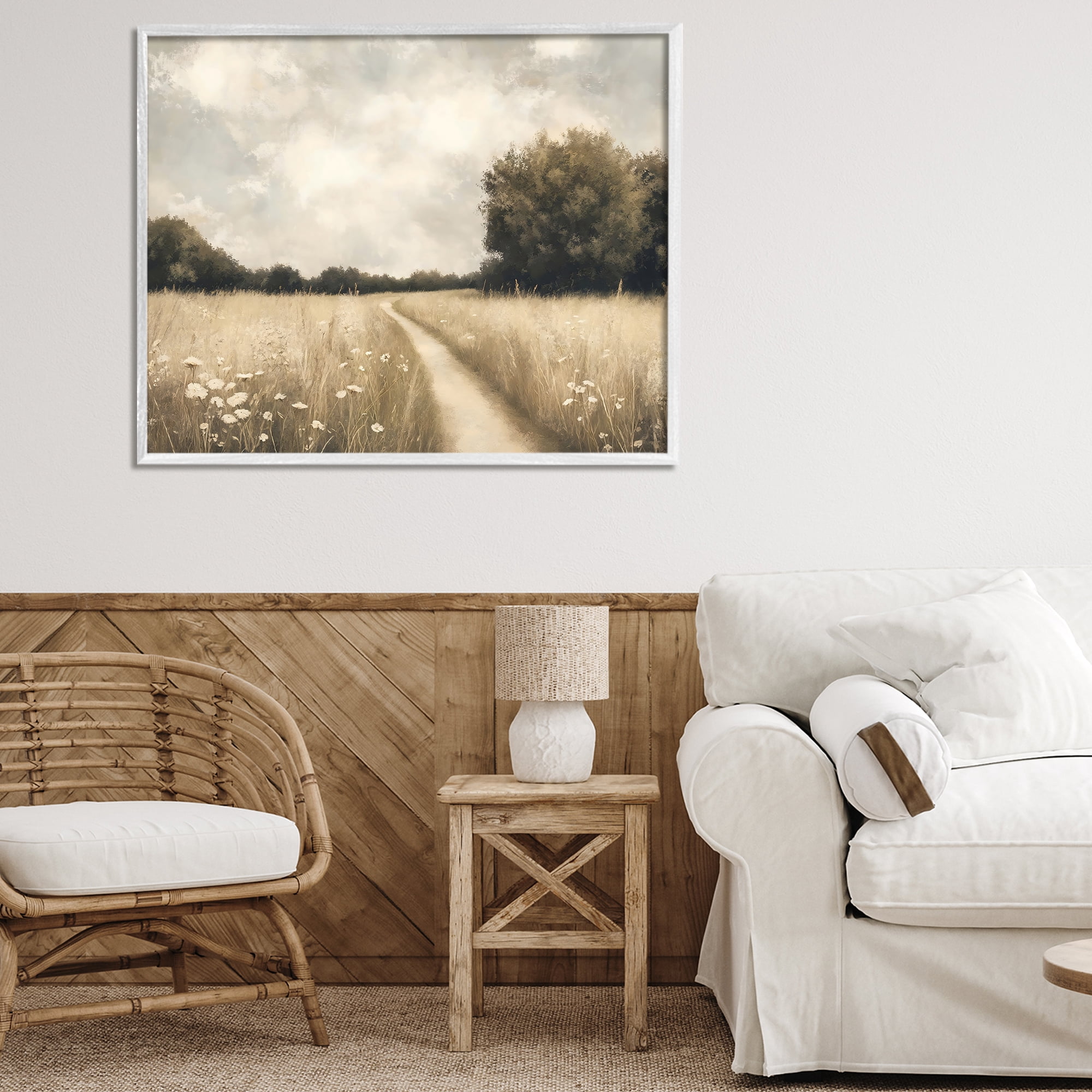 Stupell Industries Journey Through Wildflowers in Meadow White Framed Giclee Art, design by Creative Studio