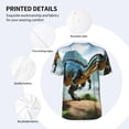 thumbnail image 3 of Rateoe Lake Forest Dinosaur A Pattern Men’s Baseball Short Sleeve Polo Shirt, Midweight Men's Shirt Golf Shirt Polo Shirts Quick Dry Short-Medium, 3 of 7