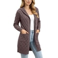 thumbnail image 5 of Naotn Plus Size Hooded Cardigan Sweaters for Women Trendy Fall Open Front Long‑Sleeve Cable Knit Loose Fit Tops with Side Pockets, 5 of 9