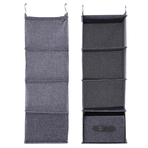 Organizador De Armario Colgante Para Almacenamiento, Soporte Para Almacenamiento De Ropa, 4 Estantes Con Cajón, Color Gris