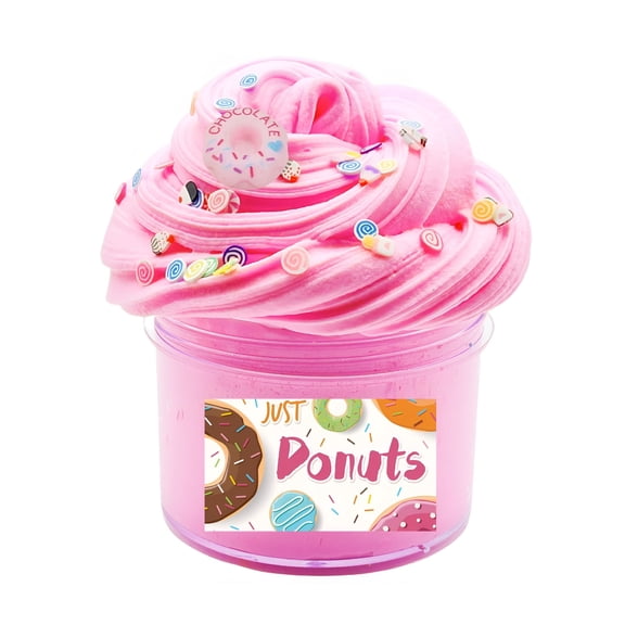 BESTSKY 2026 New Fluffy Pink Donut Scented Slime for Kids and Adults, Stress Relief Toy with Sprinkles, Non-Sticky and Stretchy, 6Oz