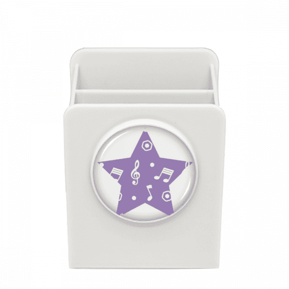 White Music Notes Purple Art Deco Fashion Desk Pencil Holder Cup Pen Organizer