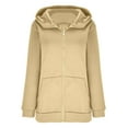 thumbnail image 4 of BLTIBY Womens Zip Jacket Sweatshirts Fall Winter Solid Color Fashion Warm Outfit Sweaters Comfortable Coats Clothes with Pockets Beige 3XL, 4 of 8
