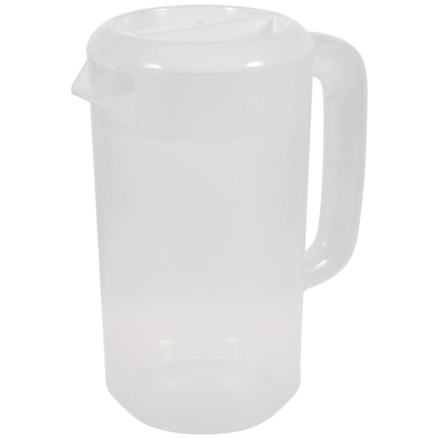 2500ml Transparent Plastic Measuring Pitcher Milk Tea Pot Cold Water Kettle for Storing and Serving Beverage (White)